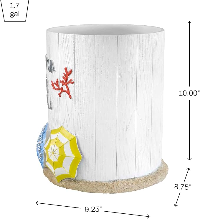 Avanti Linens - Wastebasket, Trash Can, Beach Inspired Bathroom Decor (Beach Mode Collection)
