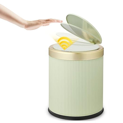 Motion Sensor Trash Can Bathroom,Touchless Garbage Can with Lid | 3.7 Gallon Modern Automatic Garbage Bin,Diaper Trash Bin,Plastic Smart Dog Proof Trash Bin for Bedroom, Office, Kitchen-Green