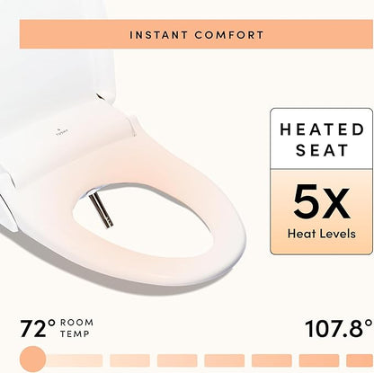 TUSHY Ace 2.0 Round Electric Bidet & Heated Seat. A Luxury Clean. Seat Sensor & Soft Close Lid. Self Cleaning Nozzle, Remote Control Water Temp, Pressure Control, and Air Drier.