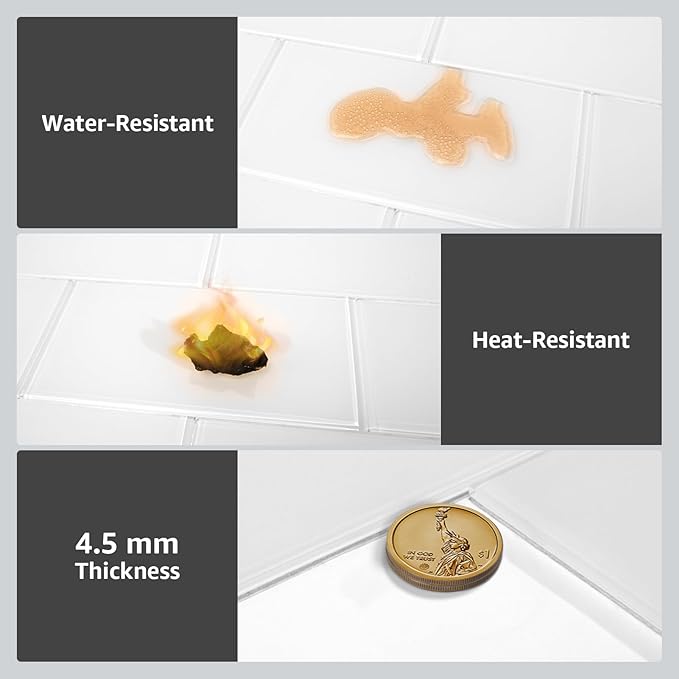 Art3d 4 Sq Ft Glass Backsplash Tiles, 32-Piece Glass Peel and Stick for Kitchen or Bathroom, 3" x 6" Subway White Backsplash Tiles