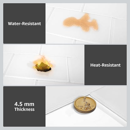 Art3d 4 Sq Ft Glass Backsplash Tiles, 32-Piece Glass Peel and Stick for Kitchen or Bathroom, 3" x 6" Subway White Backsplash Tiles