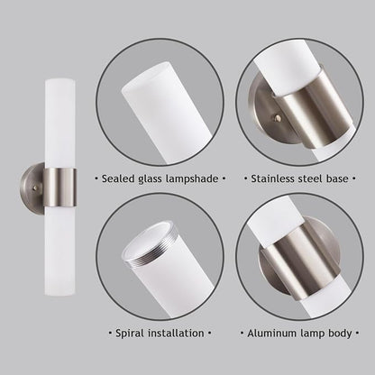 18" Modern Wall Sconce with Frosted Glass Shades, for Bathroom Mirror Bedroom Living Room Hallway, Brushed Nickel Finish