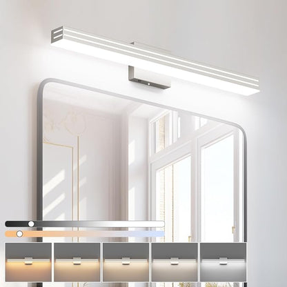 Ralbay 31.5inch Brushed Nickel Vanity Light with 5 Color Temperature (2700K-6000K) Dimmable Acrylic Metal 30W LED Modern Bathroom Light Fixtures