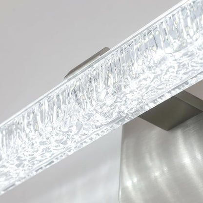 16 Inch Brushed Nickel LED Bathroom Vanity Light Fixtures, Iceberg Crushed Acrylic Modern Wall Sconce Lighting Over Mirror, 5500K Cool White Linear Vanity Lamp for Mirror Cabinet Powder Room