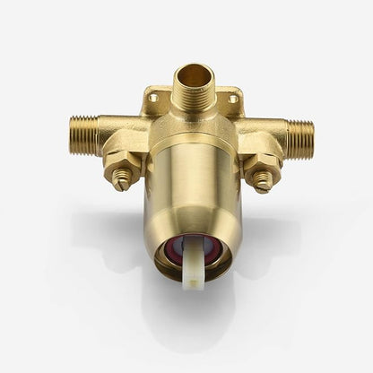 SUMERAIN Shower Faucet Set Brushed Gold Single Handle, 8 Inches | with Anti-scald Pressure Balance Valve, Extra-thin High Pressure Rain Shower Head, Non-return Check Valves