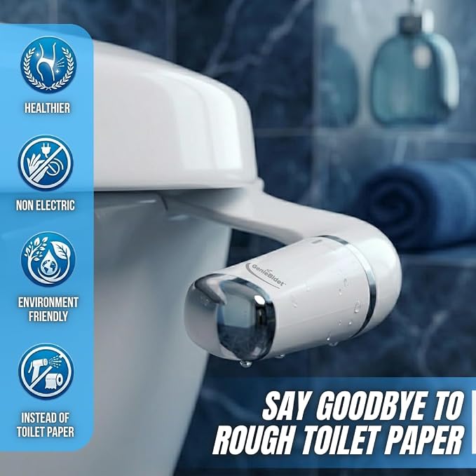 Bidet Attachment for Toilet - Ultra-Slim Hygienic Bidet Attachment For Existing Toilets - Bidet Toilet Seat Attachment with Pressure Controls - Travel Bidet Included (Left Hand Operation)