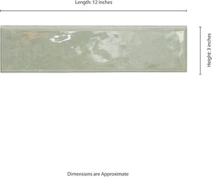 MSI Renzo Jade 3 Inch x 12 Inch Bullnose Ceramic Subway Wall Tile for Bathroom, Kitchen Backsplash, Accent Wall, and Shower