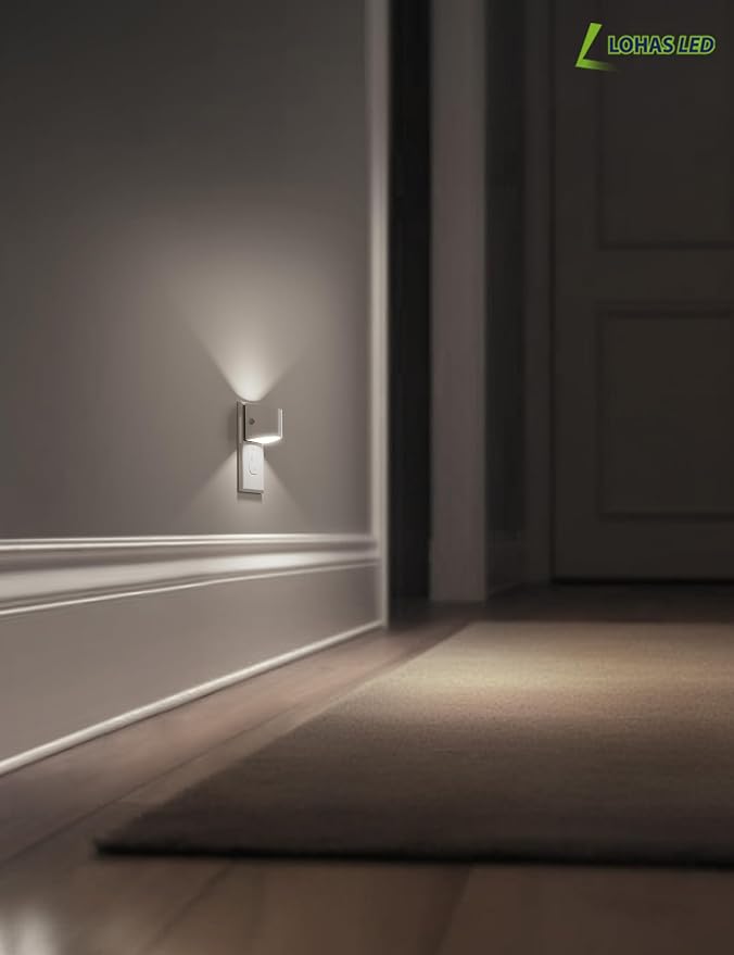 L LOHAS LED Night Lights Plug into Wall, Dimmable Night Light 2 Pack | Plug in Night Light with 3 Level Brightness, 5000K Daylight, White Housing