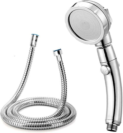 Modern 3-Setting Detachable Shower Head with 59-Inch Hose, High Pressure Water Saving, 360 Rotating Adjustable Handheld Shower Head with ON/OFF Switch and 3 Spray Modes, Chrome Finish