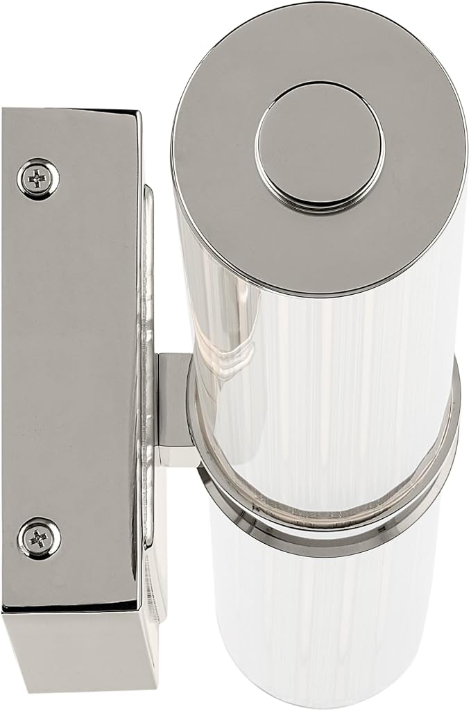 Kichler Laurene LED Linear Vanity Light, Polished Nickel | LED vanity light with clear fluted glass for mirrors, hallways and buffets (31" x 4.75"), 55197PNLED