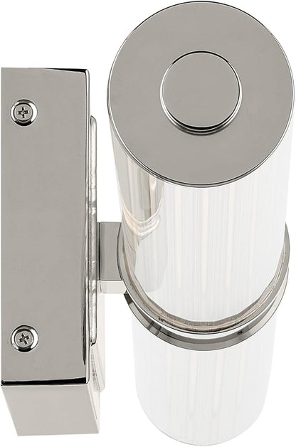 Kichler Laurene LED Linear Vanity Light, Polished Nickel | LED vanity light with clear fluted glass for mirrors, hallways and buffets (31" x 4.75"), 55197PNLED