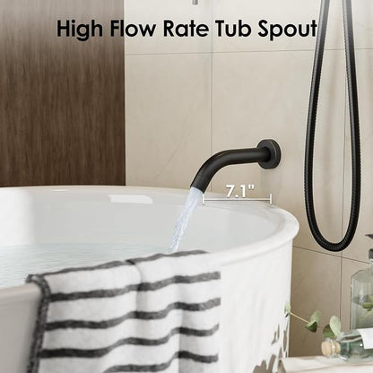 Gabrylly 10" Thermostatic Shower Faucets Set with Tub Spout, Matte Black | All Metal Shower System, Rain Shower Head with Handheld Spray Combo, Luxury Bathroom Rainfall Shower Head Set With Valve