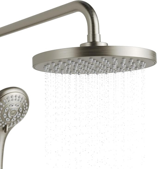 Lanikai Rain Shower Head with Handheld Spray Combo - 1028-BN-1.8GPM, Brushed Nickel - 8" Rain Showerhead with Handheld Sprayer, 3 Spray Jets, 5-Function Rainfall Shower Head with Hose, 1.8 GPM