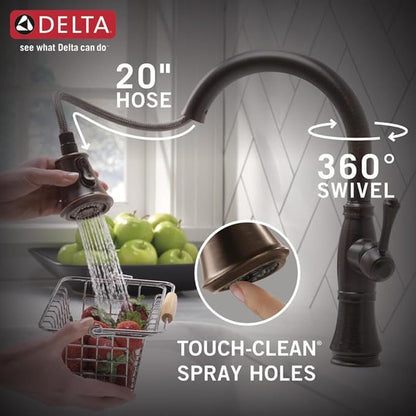 DELTA FAUCET Cassidy VoiceIQ Single-Handle Touch Kitchen Sink Faucet with Pull Down Sprayer, Alexa and Google Assistant Voice Activated, Smart Home, Lumicoat Polished Nickel
