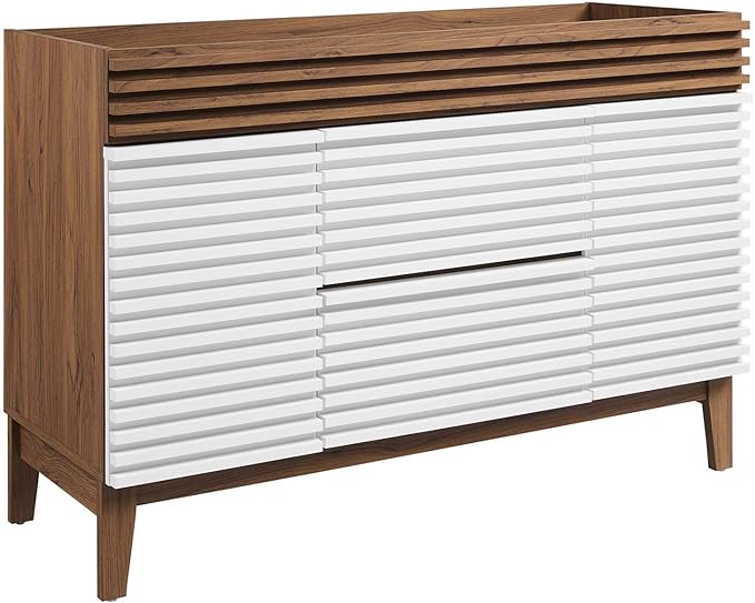 Modway Render 48" Single Sink Compatible (Not Included) Bathroom Vanity Cabinet in White Walnut