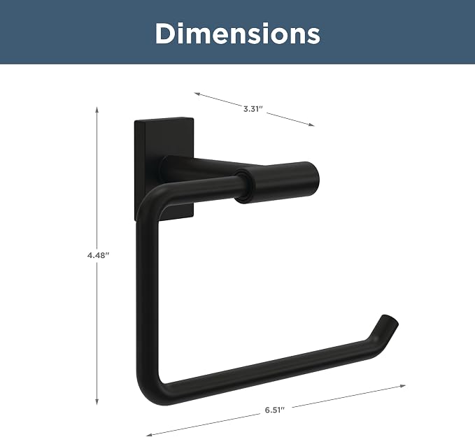 Franklin Brass Hartwell (1-Pack) Toilet Paper Holder, Euro Single Post Tissue Roll Wall Mount TP Storage, Matte Black Bathroom Decor, Accessories HRT50-MB