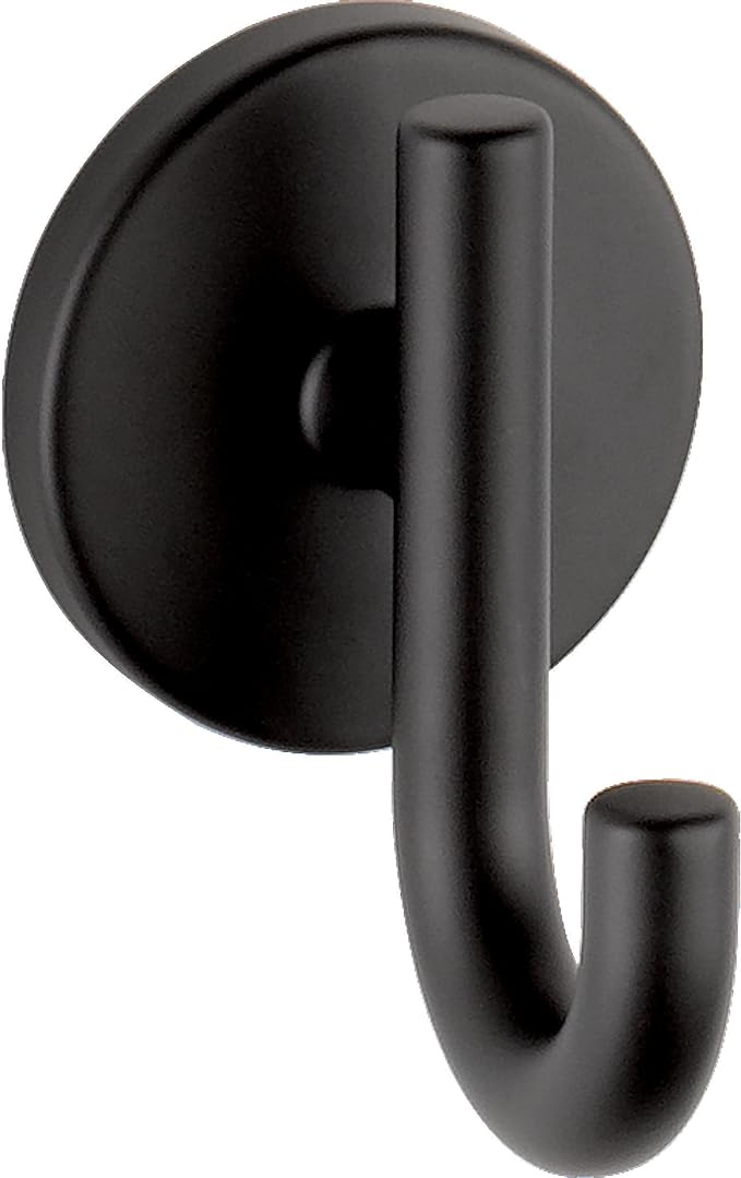 Delta Trinsic (1-Pack) Towel Hooks Matte Black Single Bathroom Hooks Wall Mounted for Robes & Towels Hand Towel Hook Holder Kitchen, Bathroom Accessories