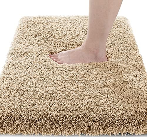 Yimobra Bath Rugs for Bathroom 44X24, Ultra Soft and Water Absorbent Bath Mats, Non Slip Plush Shower Mat Outside, Microfiber Thick Matts for Bathroom Floor/Tub, Machine Washable, Pure Beige