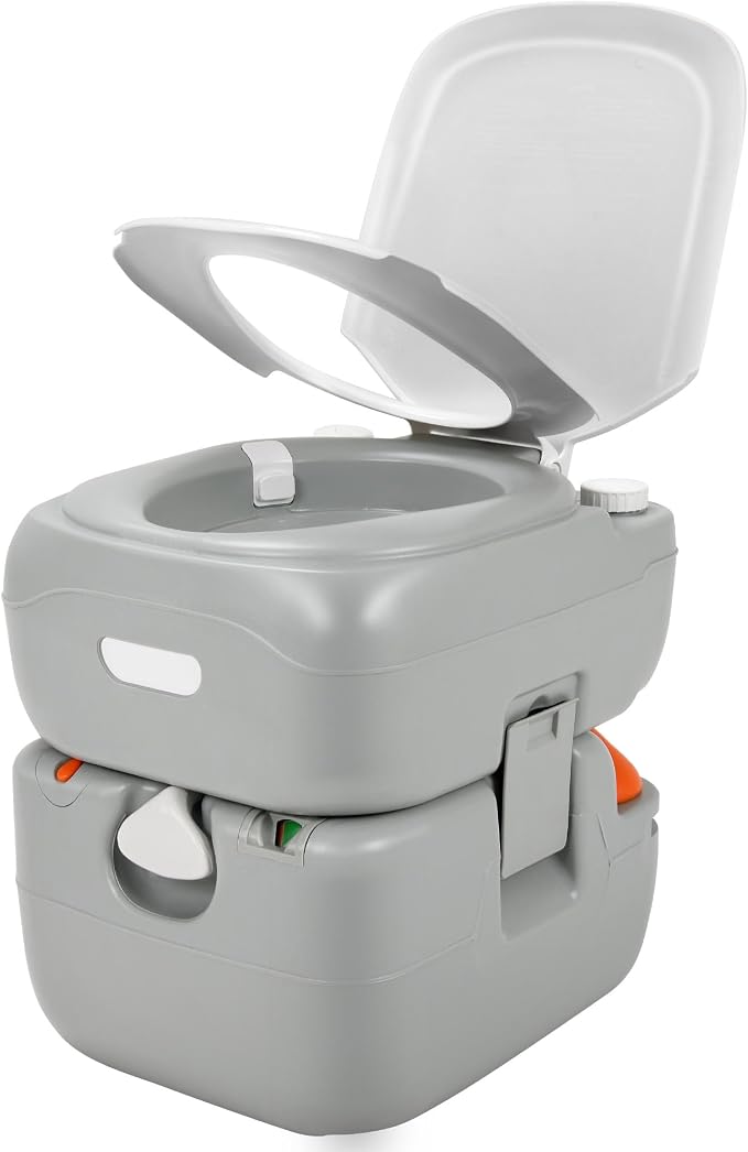 YITAMOTOR Portable Toilet 5.8 Gallon, Camping Porta Potty, RV Toilet with Handle Pump, Level Indicator, for Motorhome Travel, Car, Boat, Indoors and Outdoors | Camping Porta Potty, RV Toilet with Handle Pump, Level Indicator, for Motorhome Travel, Car,...