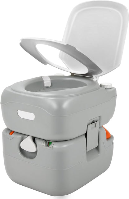 YITAMOTOR Portable Toilet 5.8 Gallon, Camping Porta Potty, RV Toilet with Handle Pump, Level Indicator, for Motorhome Travel, Car, Boat, Indoors and Outdoors | Camping Porta Potty, RV Toilet with Handle Pump, Level Indicator, for Motorhome Travel, Car,...