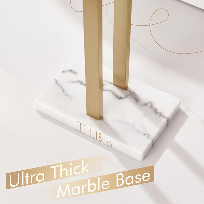 KOKOSIRI Standing Towel Rack for Bathroom Floor 2-Tier Towel Holder Free Stand with Heavy Marble Base Thicken Steady Champagne Bronze Stainless Steel THS0005-CPG