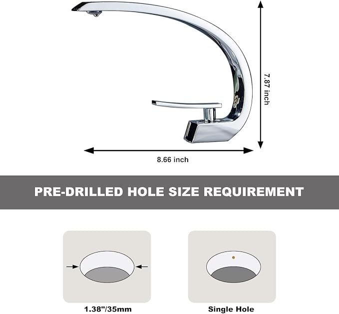 Chrome Bathroom Sink Faucet, Unique Design and Pop Up Drain