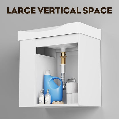 phiestina 20 Inch White Floating Small Bathroom Vanity, Pre-Assembled Wall-Mounted Cabinet with Sink, Left Side Storage, Soft-Close Door, Modern Space-Saving Design, No Faucet, BV07-20-WHITE-PLUS