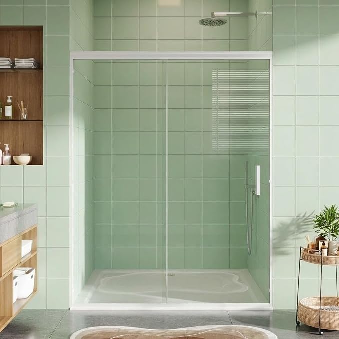 Shower Door 56-60" W x 72" H, Sliding Glass, Shower Door with 1/4'' (6mm) Clear Tempered Glass for Bathroom