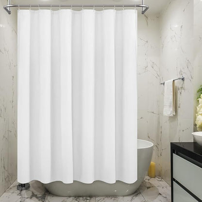 Embossed Microfiber Shower Curtain Liner 71 x 84, White | Extra Long, Machine Washable, Bottom Magnets, Water Repellent, 71x84 inches Soft Fabric Shower Curtain for Bathroom