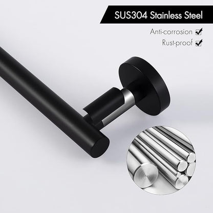 KES 25.2 Inches Black Towel Bar for Bathroom, Hand Towel Holder, Towel Bar Wall Mount, SUS304 Stainless Steel Matte Black, Total Length 27.6 Inch, A2000S70B-BK