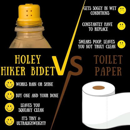 Original Holey Hiker Bidet – Ultralight Portable Bidet for Travel, Camping, Hiking & Backpacking – Compact Travel Bidet, Portable Shattaf