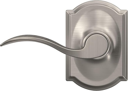 Schlage F10 ACC 619 CAM Accent Door Lever with Camelot Trim, Hall & Closet Passage Lock, Satin Nickel