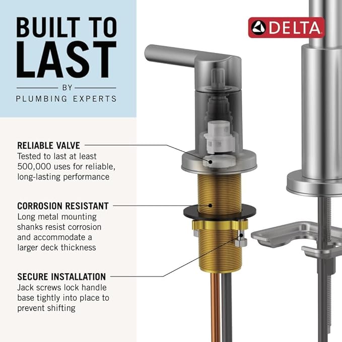 Delta Nicoli Chrome Bathroom Faucet 3 Hole, 8 Inch Widespread Bathroom Sink Faucet for Vanity, Push-Pop Drain Assembly, Chrome 35894LF