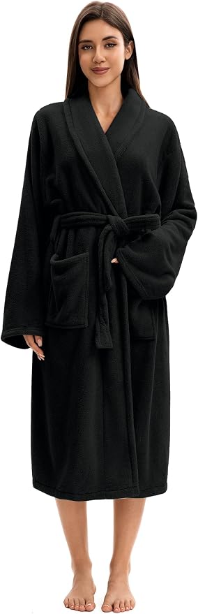 Soft Robe For Women，Warm Plush Bath Robes Female，Spa Towel After Shower Lightweight Long Bathrobe