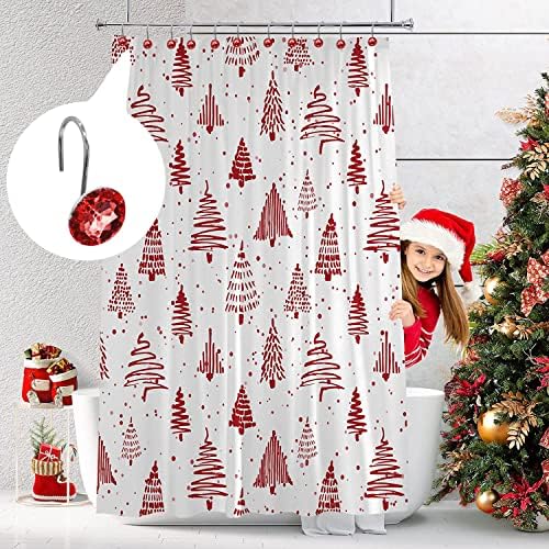 Red Diamond Crystal Bling Shower Curtain Hooks Rings for Bathroom,12PCS