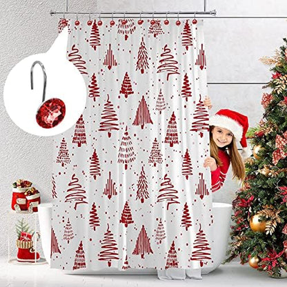 Red Diamond Crystal Bling Shower Curtain Hooks Rings for Bathroom,12PCS