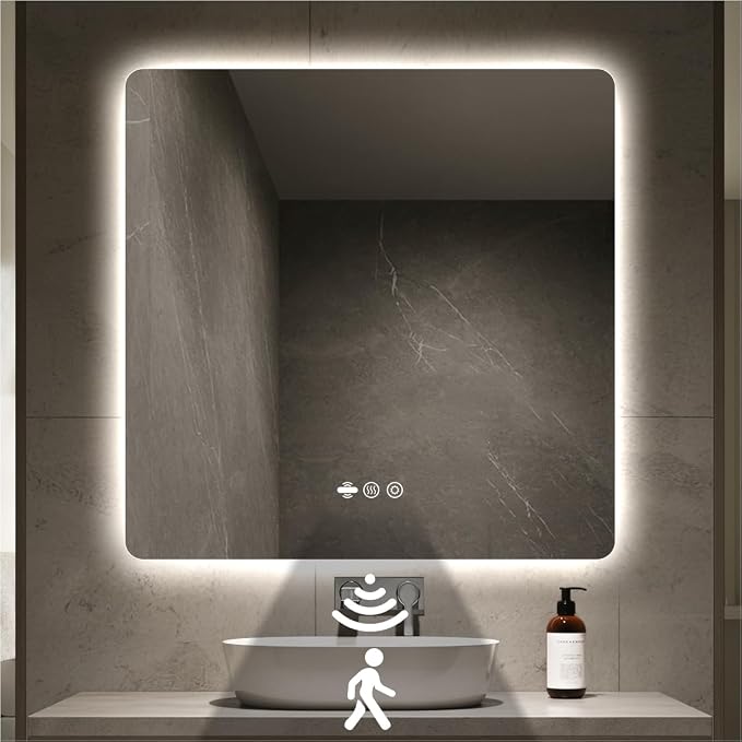 36" x 36" LED Bathroom Mirror with Lights - Motion Sensor | Smart Backlit Mirror Bathroom, Frameless, Auto Sensor, Anti-Fog, Stepless Dimmable 3-Color, Ultra-Clear & Shatter-Proof