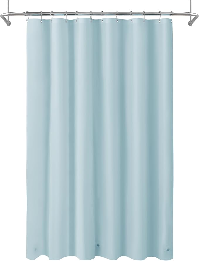 Mrs Awesome Light Blue Shower Curtain Liner with 3 Magnets, 72x72 | 12 Rustproof Grommets,Premium Flexible Sturdy Plastic Shower Curtain for Bathroom Lightweight & Waterproof,72W x 72H