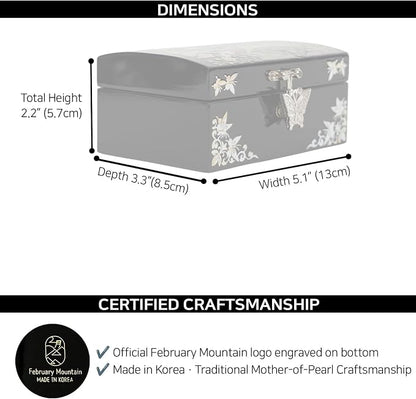 Mother of Pearl Small Jewelry Ring Box - Gifts for best friends women, Thank you gifts, mom birthday gifts, Friendship Women Gifts Trinkets Keepsake Treasure box (Black-Birds)