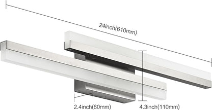 PRESDE 24 Inch LED Vanity Light Brushed Nickel Bathroom Light Fixtures Over Mirror Modern Bath Lighting Bar 5CCT