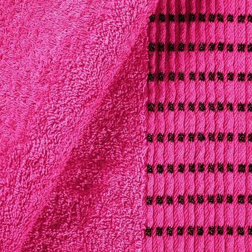 BELIZZI HOME Ultra Soft 3 Pack Cotton Towel Set, Contains a Bath Towels 28x55 inch, a Hand Towels 16x24 inch & a Wash Cloths 12x12 inch, Ideal Everyday use, Compact & Lightweight - Hot Pink