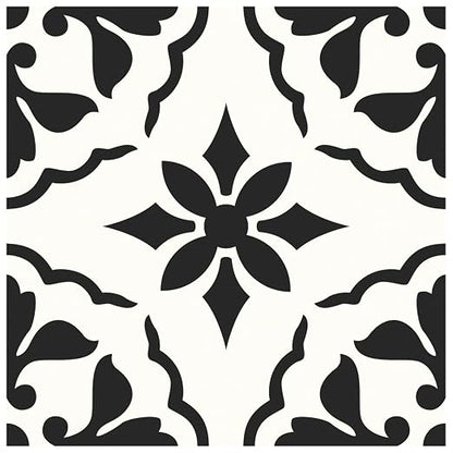 MORCART Peel and Stick Floor Tile, Self-Adhesive DIY Vinyl Flooring, Removable and Waterproof Tile Sticker for Bathroom, Kitchen, Wall, Fireplace (20PCS,7.87" x 7.87", Black Retro Design)