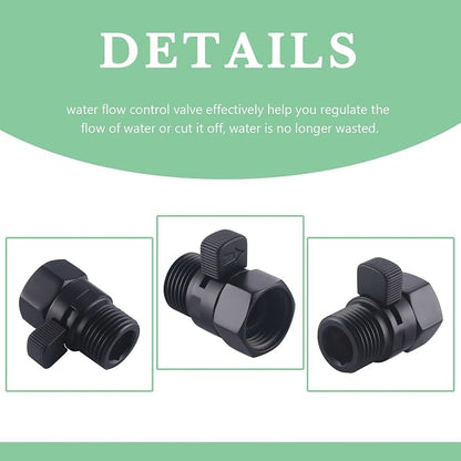 APLusee Water Flow Control Valve, Solid Brass Adjusting Shower Head Flow Restrictor with Switch, Matte Black