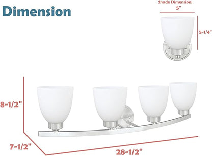 Aspen Creative 62205-1, Four-Light Metal Bathroom Vanity Wall Light Fixture, 28-3/4" Wide, Transitional Design in Satin Nickel, 4