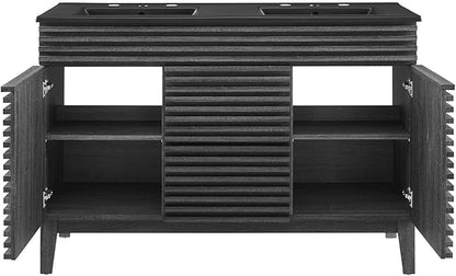 Modway Render 48" Double Bathroom Vanity in Charcoal Black