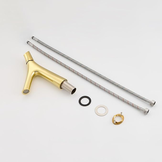 Faucet for Bathroom Sink Single Handle Bathroom Faucet 1 Hole Brass Hot and Cold Gold