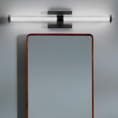 Kichler Laurene LED Bath Bar Light, Black | Linear vanity light with clear fluted glass for bathroom mirrors (31" x 5"), 55197BKLED