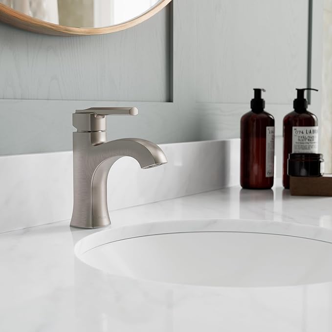 Pfister Vaneri Bathroom Sink Faucet, Single Control, 1-Handle, Single Hole, NSF Certified, Spot Defense Brushed Nickel Finish, LF042VRIGS