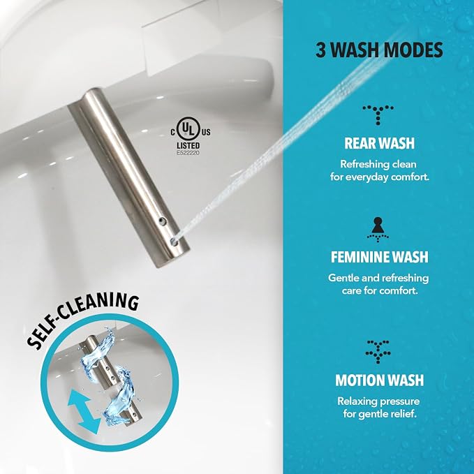 Barumi Bidet [BM-5000], Electric Bidet Toilet Seat, Heated Seat, Warm Water, Position Control, Eco-Mode, Self Cleaning