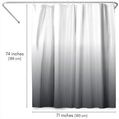 Americanflat 71x74 Grey Ombre Shower Curtain - Water-Resistant Long Shower Curtain with Durable Grommets and 12 Hooks - 100% Polyester